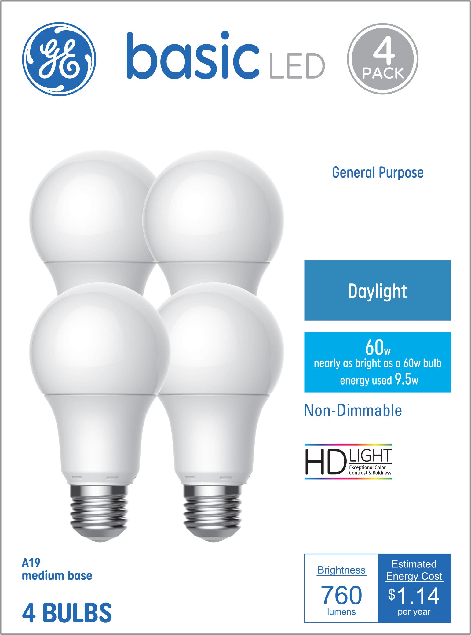 GE Basic LED, Daylight, General Purpose Bulbs
